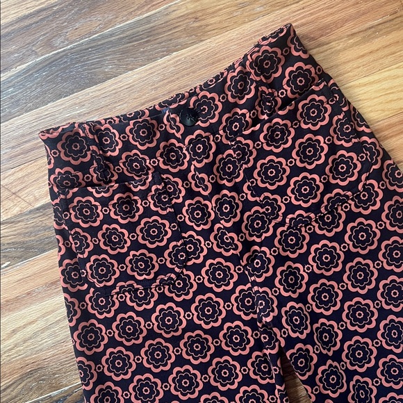 Anthropologie Maeve The Colette Wide Leg Crop Tall Length Black Motif - Picture 6 of 13